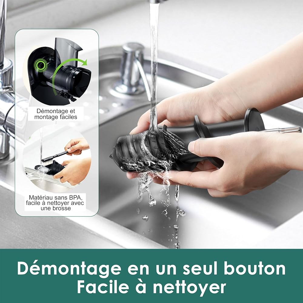 Fretta Extracteur de Jus à Pression à Froid, Goulotte d'alimentation Large de 76 MM, Presse-agrumes à Froid sans BPA, Extracteur de Jus de Fruits et Légumes, Recettes de Jus Incluses (blanc) : Cuisine et Maison