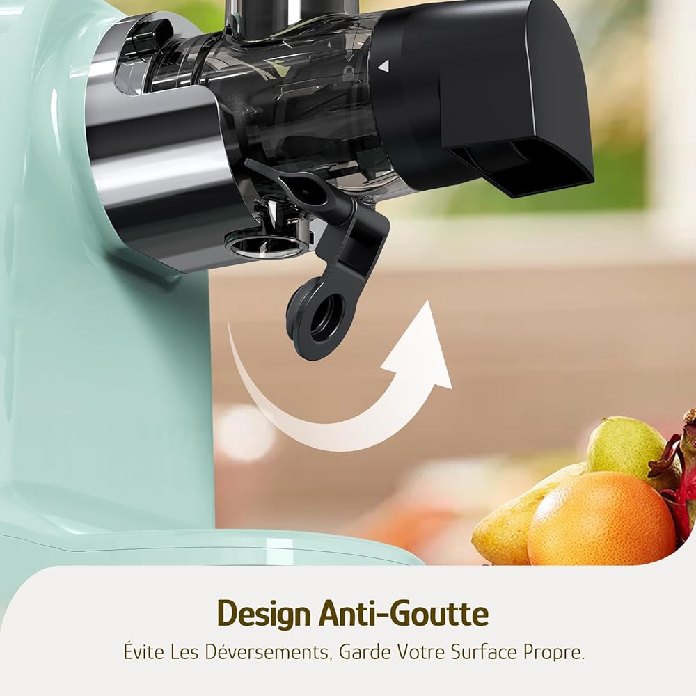 Extracteur de Jus de Fruits et Légumes Hazel Quinn - Technologie Sans Filtre pour un Nettoyage Facile, Modes 2 Vitesses et Fonction Inverse, Moteur Silencieux 80 tr/min, Sans BPA. : Cuisine et Maison