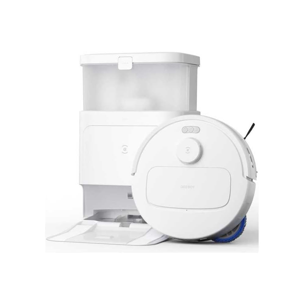 ECOVACS N30 PRO OMNI Aspirateur Robot avec Station OMNI tout-en-un, 10000Pa, Robot Aspirateur Laveur avec Brosse ZeroTangle 2.0, Nettoyage à l'eau chaude 60℃, Nettoyage Humide adaptatif TruEdge, Blanc : Cuisine et Maison