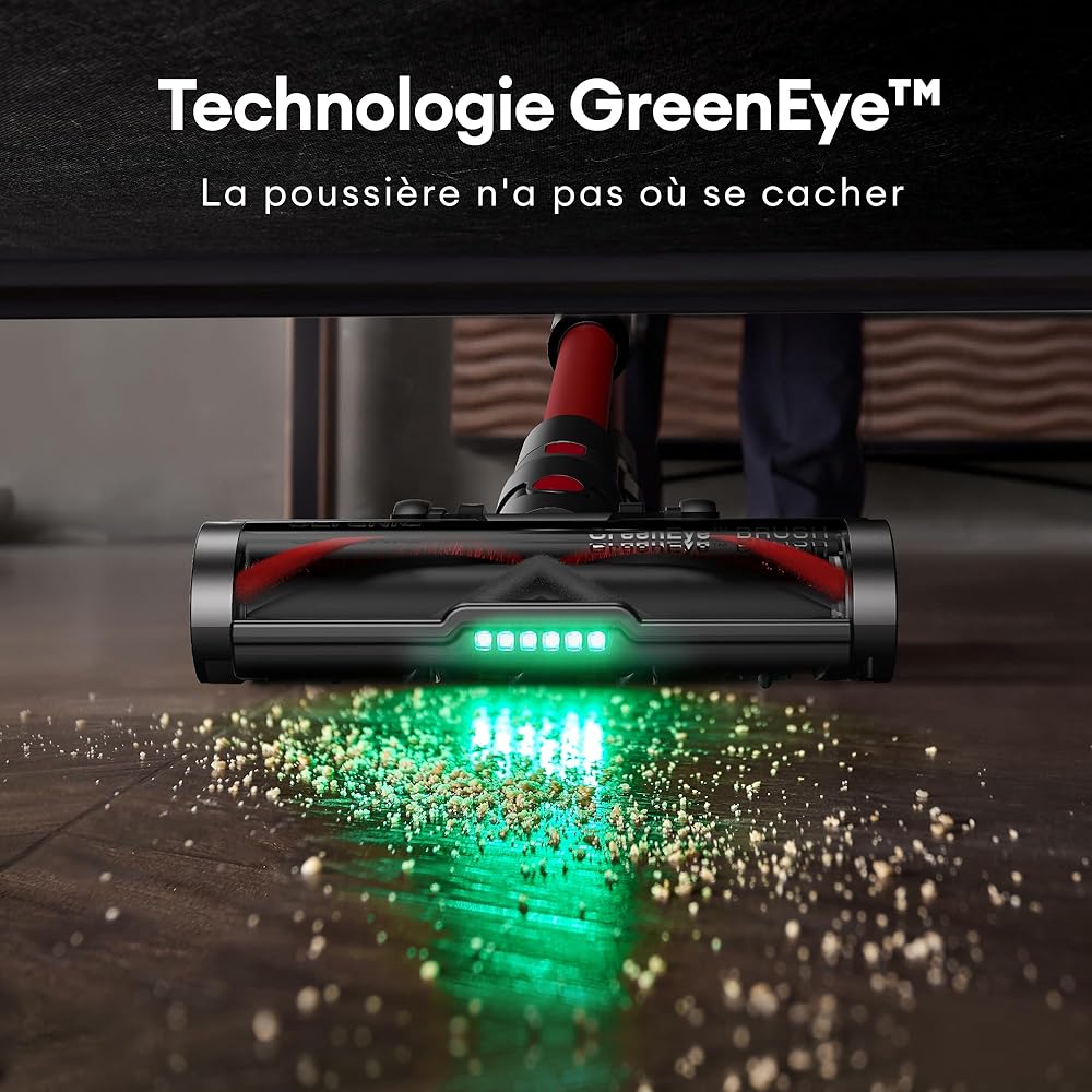 Ultenic U16 Flex Aspirateur Balai sans Fil, 50kPa/60min Aspirateur sans Fil Hyper-Puissant, Technologie GreenEye, Tube Pliable, Brosse Anti-Emmêlement pour Tapis, Poils Animaux, Sol Dur et Voiture : Cuisine et Maison
