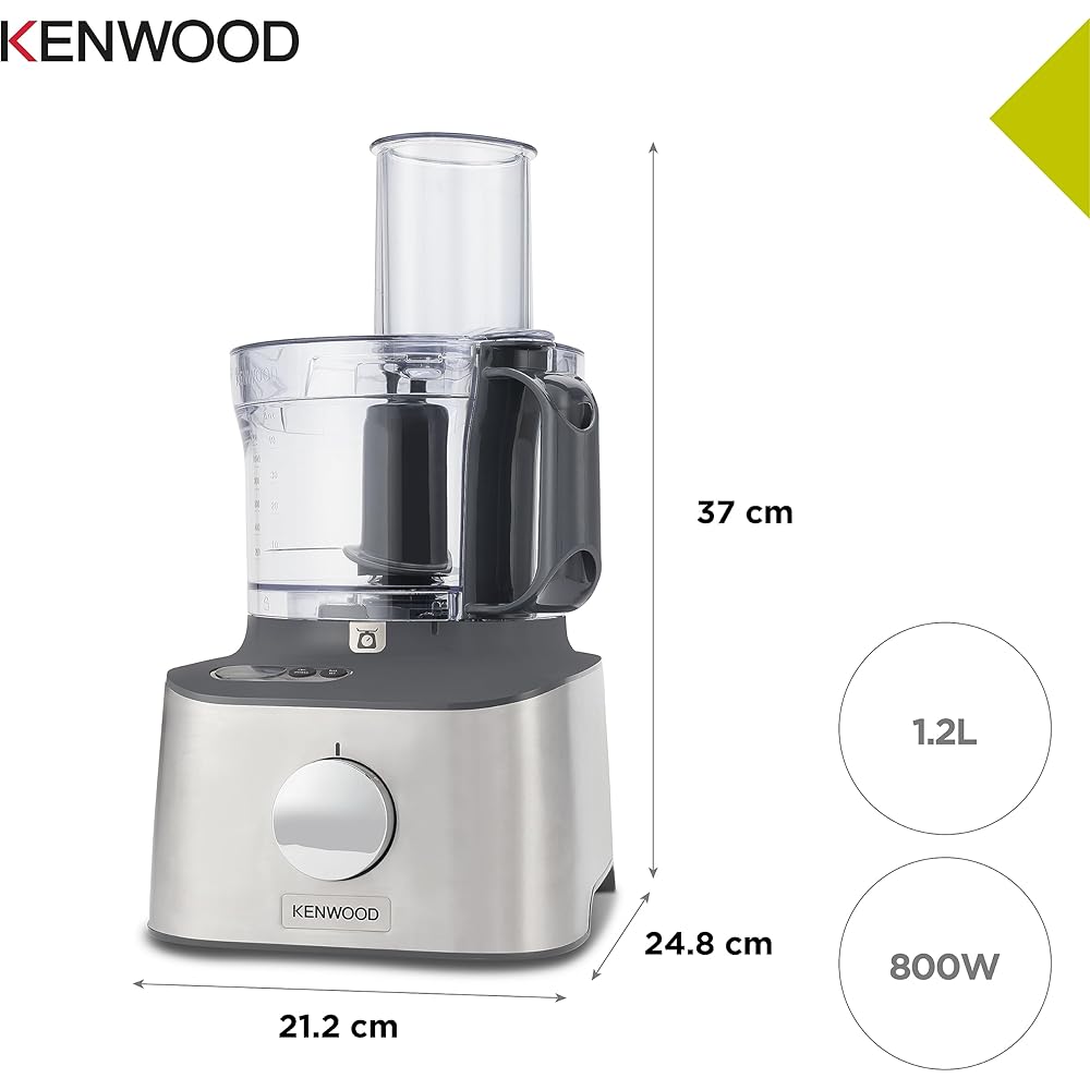 Kenwood Multipro Compact + FDM315SS Robot de cuisine compact, 2,1 l, balance intégrée, couteau en acier inoxydable, 4 disques de travail et 5 autres accessoires, boîtier en métal, 800 W, argenté : Cuisine et Maison