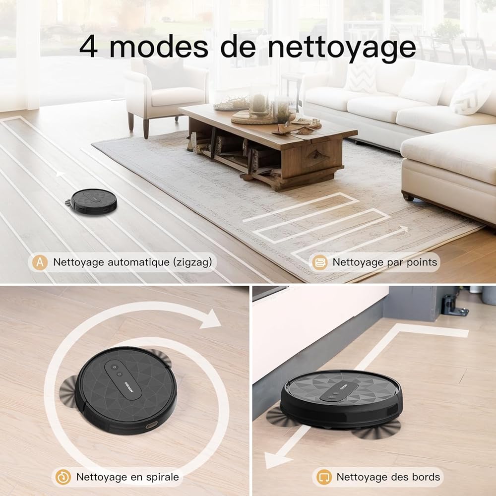 AIRROBO P20 Aspirateur Robot, 2800Pa Puissance d'Aspiration, 120 Mins d'Autonomie, Robot Aspirateur Intelligente Connecté WiFi/App, Silencieux Idéal pour Poils d'animaux, Cheveux, Poussière : Cuisine et Maison