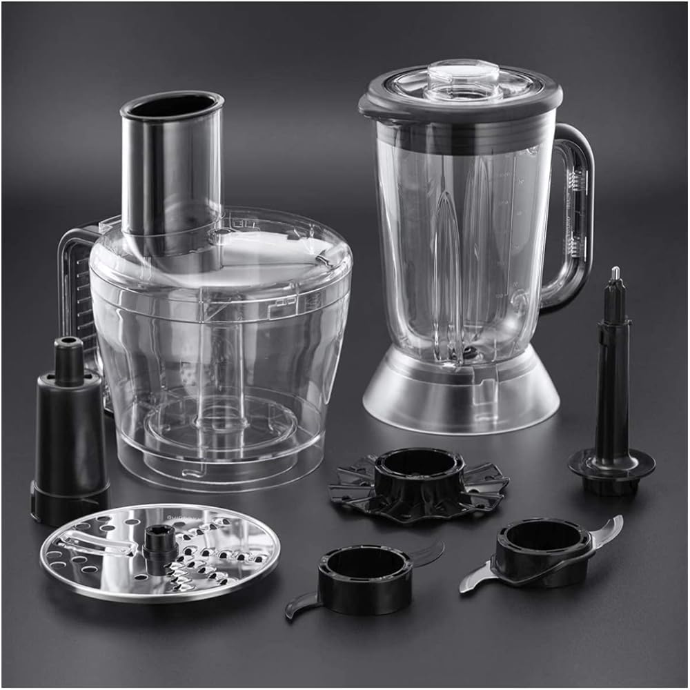 Russell Hobbs Robot de cuisine Multifonction [Blender/Mixeur/Broyeur/Coupeur/Râpeur/Batteur] Desire Rouge (Lames pétrin incl. + accessoires compatibles lave-vaisselle, 2 vitesses, 600W) 24730-56 : Cuisine et Maison
