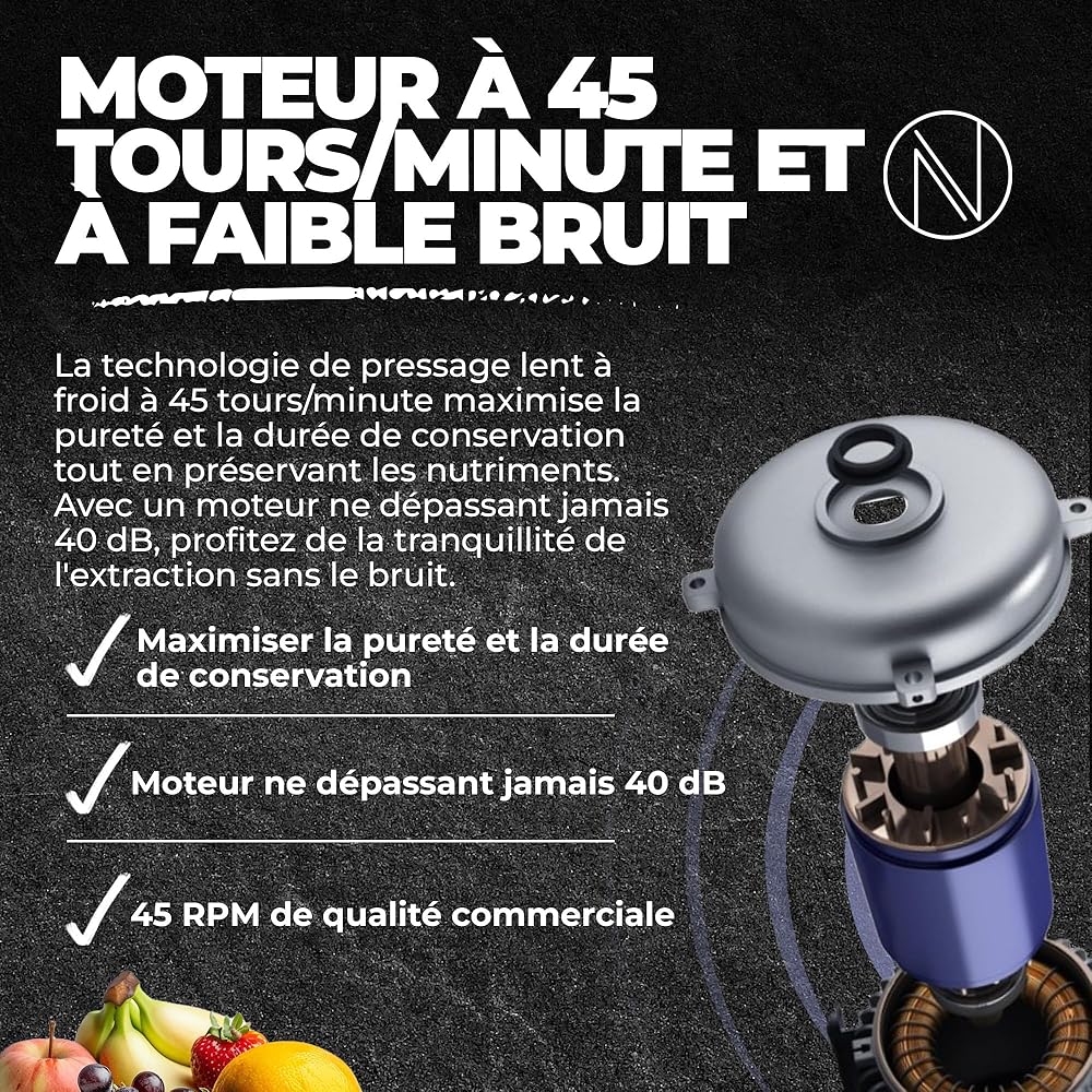Nebula Red Grande 45RPM Juicer | Extracteur De Jus Pour Fruits Et Légumes | Presse-Agrumes Électrique | Sorbetière Et Machine À Glace : Cuisine et Maison