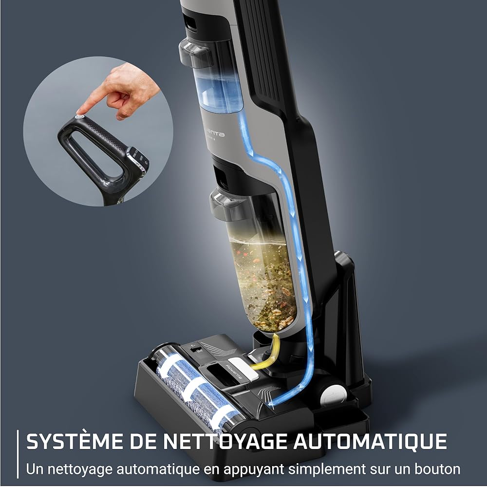 Rowenta X-Clean 4 Aspirateur Balai Laveur sans Fil,  Aspiration et Lavage Puissant,  Intelligent