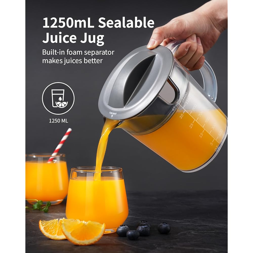 GDOR 1300W Centrifugeuse Extracteur de Jus Avec Arbre D'alimentation Plus Grand de 81mm Pour Fruits et Légumes Entiers Grande Carafe à Jus de 1250ml 3 Vitesses Centrifugeuse Facile à Nettoyer Juicer : Cuisine et Maison
