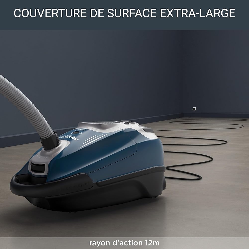 ROWENTA Silence Force Effitech Aspirateur avec Sac, Silencieux 57 DB(A), Basse consommation, Haute Filtration, Rayon d'action 12 m, Fabriqué en France RO7451EA, Bleu : Cuisine et Maison