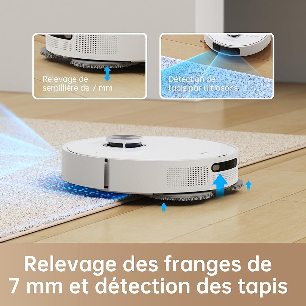dreame L10 Prime Robot Aspirateur Laveur avec Ascenseur de Serpillière de 7mm, Nettoyage Automatique, Navigation LDS, Cartographie 3D, 4000Pa d'Aspiration, WiFi/APP/Alexa pour Poils Animaux, Tapis : Cuisine et Maison
