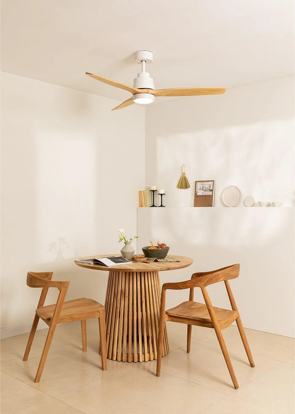 WINDSTYLANCE NATURAL WOOD, Ventilateur de plafond avec lumière, Wifi et télécommande, 6 vitesses