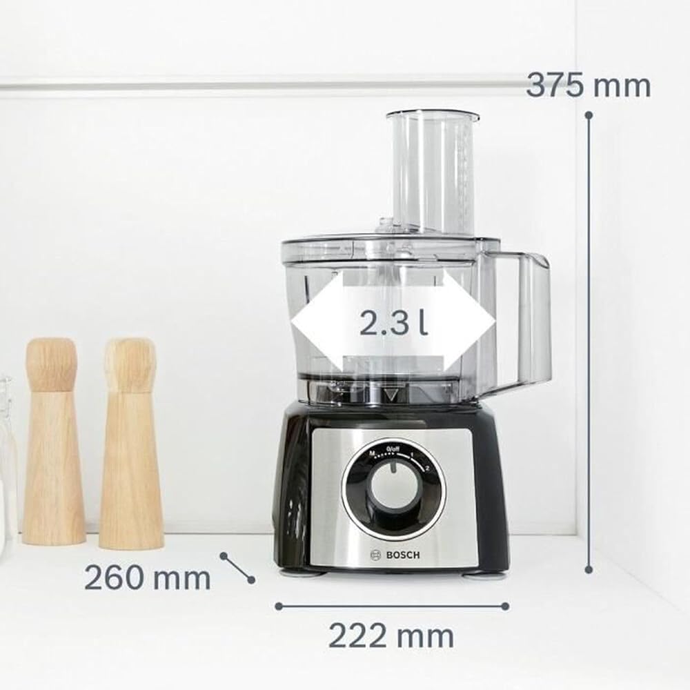Bosch MultiTalent 3 MCM3501M – Robot de cuisine polyvalent avec plus de 50 fonctions – 800 W – Capacité de 2,3 L – Couleur : Noir/Inox brossé : Cuisine et Maison