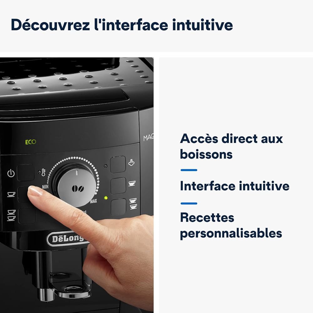 De'Longhi Magnifica S ECAM11.112.B, Machine à Café Automatique/ à Espresso du Grain à la Tasse Avec Buse à Lait, avec 4 Recettes à Touche Unique, Panneau de Contrôle Soft-Touch, 1450W, Noir : Cuisine et Maison