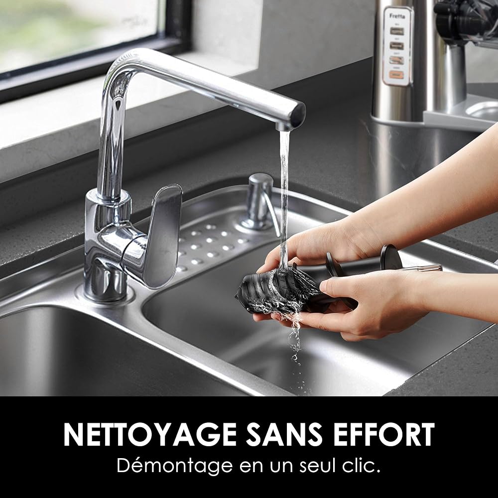 Fretta Extracteur de Jus à Froid avec Large Goulotte 76mm, Sans BPA & Corps en acier inoxydable, Extraction Lente pour Maximum de Nutriments, Facile à Nettoyer : Cuisine et Maison
