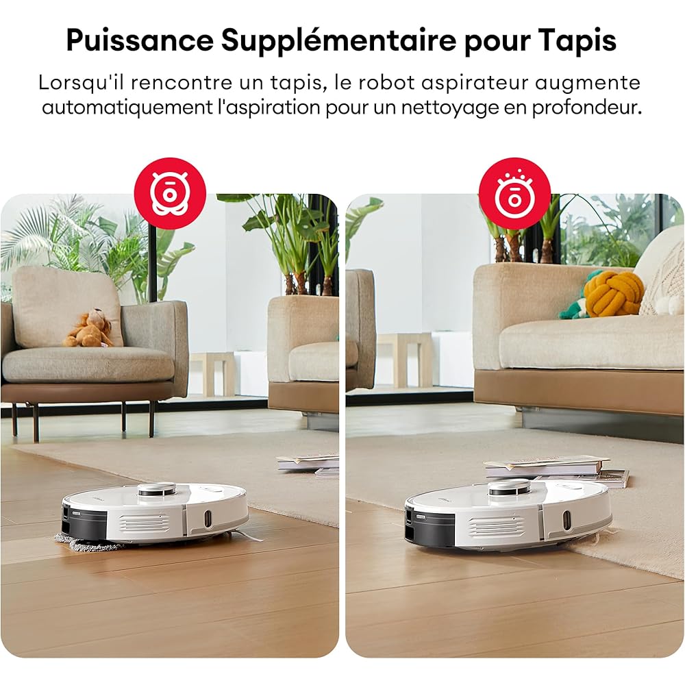 Ultenic T10 Pro Aspirateur Robot Laveur, Station Auto-Vidage 4000pa, Lavage à Serpillière Rotative, Navigation Lidar Cartographie, 200Min Autonomie, Connecté App et Alexa, Détection de Tapis : Cuisine et Maison