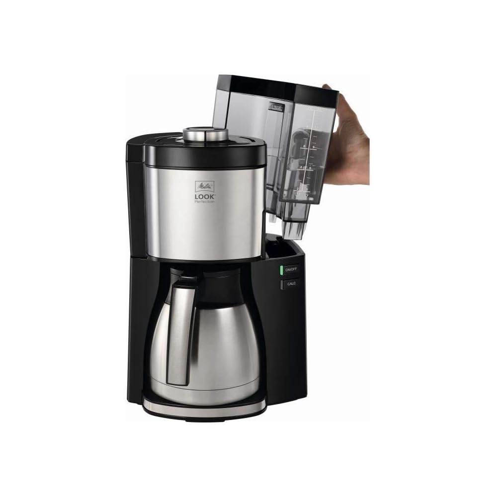 Melitta Cafetière à Filtre Look Therm Perfection Noir/Inox, avec Verseuse Isotherme, Réservoir d'eau amovible et programme de détartrage, Capacité 10-15 tasses, modèle 1025-16 : Cuisine et Maison
