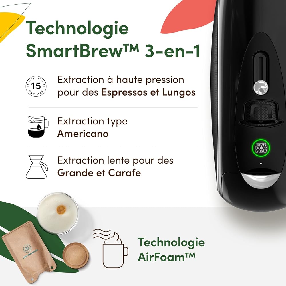 Dolce Gusto NEO Coffee Machine by Krups, Machine à café + 3 boites de dosettes compostables (Espresso, Lungo, Cappuccino), Cafetière multi-boissons connectée YY5242FD : Cuisine et Maison