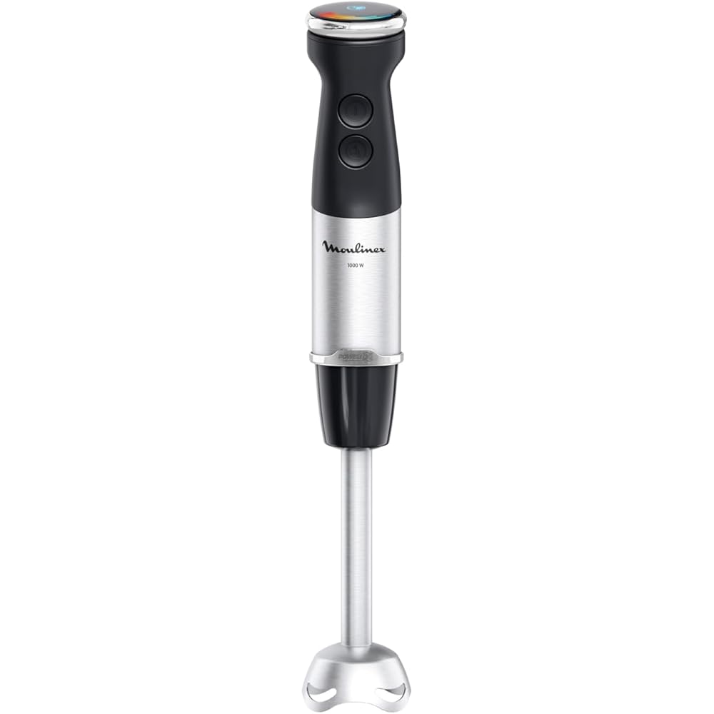 Moulinex Quickchef+ Pied Mixeur, 1000 W, Silencieux, 20 vitesses, Mode turbo, Accessoires hachoir compact, Hachoir mixeur XL, Fouet DD67L810, Noir : Cuisine et Maison