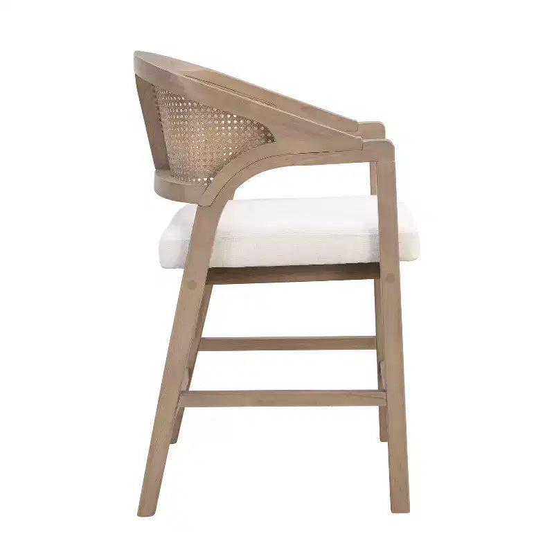 Christopher Knight Home Set of 2 Austin Rubberwood Upholstered with Cane Design Curved Back Counter Height Barstools Light Ash