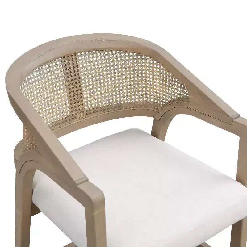 Christopher Knight Home Set of 2 Austin Rubberwood Upholstered with Cane Design Curved Back Counter Height Barstools Light Ash