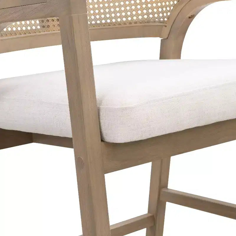 Christopher Knight Home Set of 2 Austin Rubberwood Upholstered with Cane Design Curved Back Counter Height Barstools Light Ash