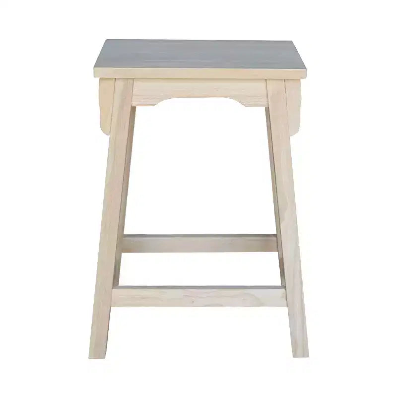 24" Mission Counter Height Barstool Unfinished - International Concepts: Solid Parawood, Rectangle Seat