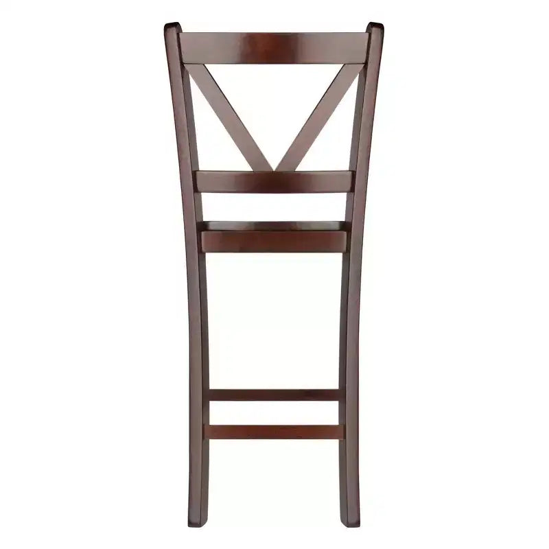 24" Set of 2 Victor V-Back Counter Height Barstool Wood/Walnut - Winsome