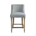25" Delaney Upholstered Counter Height Barstool Blue - Martha Stewart: Square Seat, Wood Legs, Polyester Fabric