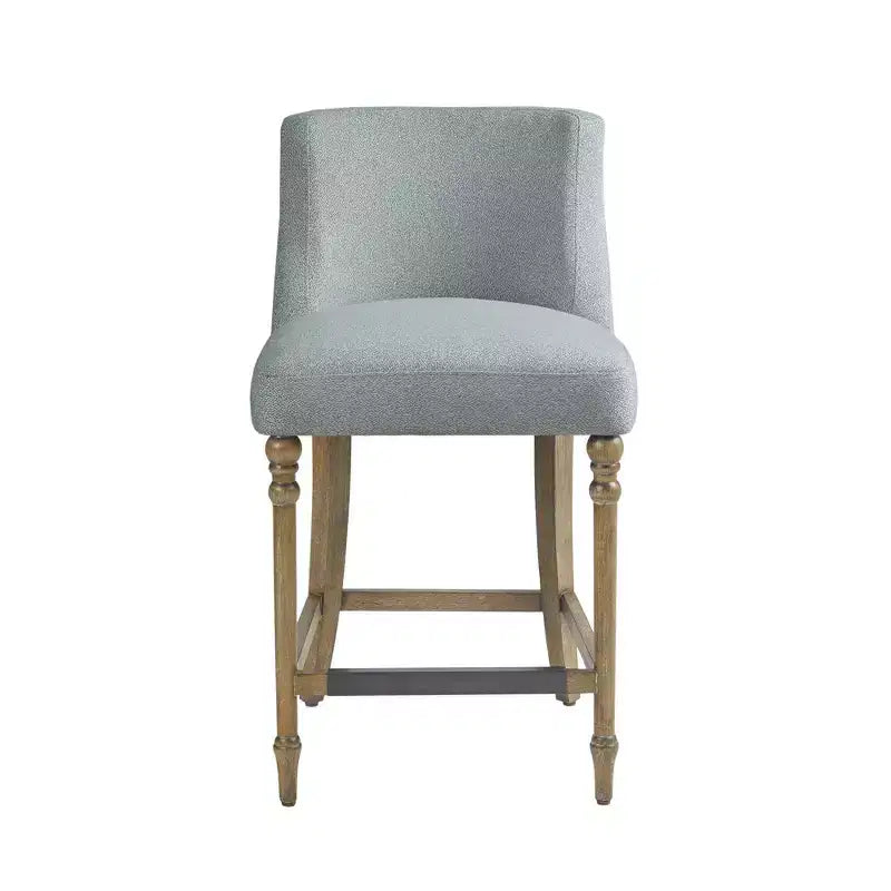 25" Delaney Upholstered Counter Height Barstool Blue - Martha Stewart: Square Seat, Wood Legs, Polyester Fabric