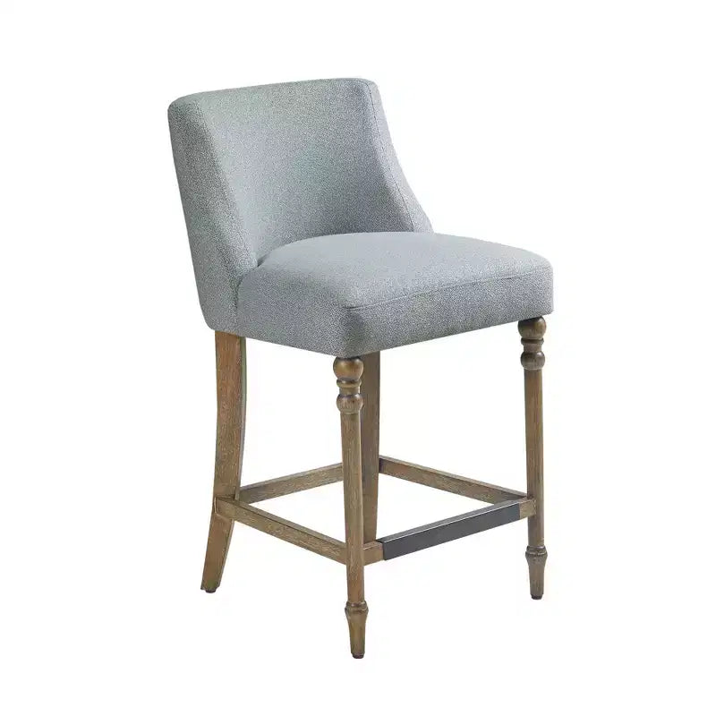 25" Delaney Upholstered Counter Height Barstool Blue - Martha Stewart: Square Seat, Wood Legs, Polyester Fabric