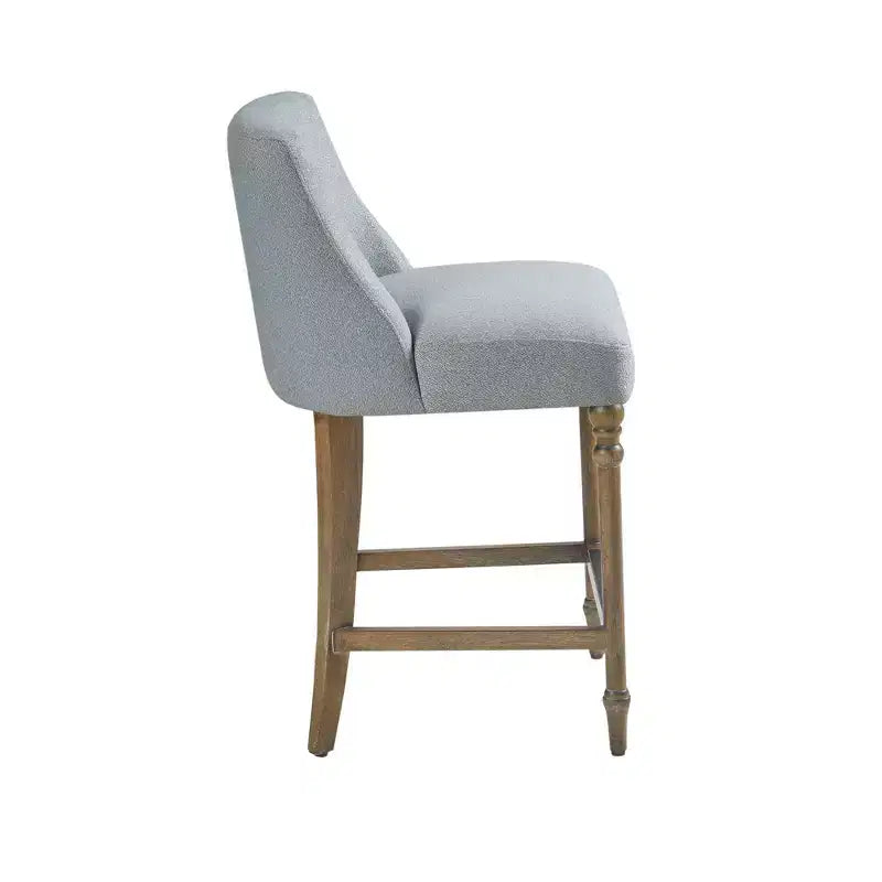 25" Delaney Upholstered Counter Height Barstool Blue - Martha Stewart: Square Seat, Wood Legs, Polyester Fabric