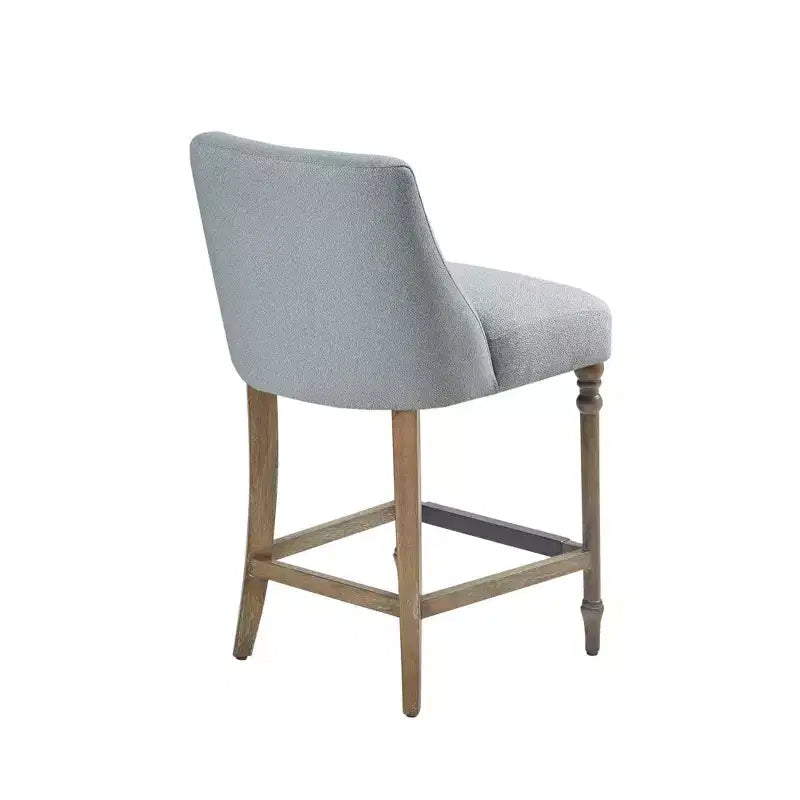 25" Delaney Upholstered Counter Height Barstool Blue - Martha Stewart: Square Seat, Wood Legs, Polyester Fabric