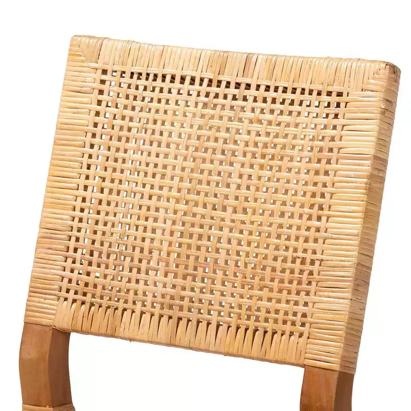 bali & pari Lesia Rattan and Mahogany Wood Dining Chair Set Natural/Walnut