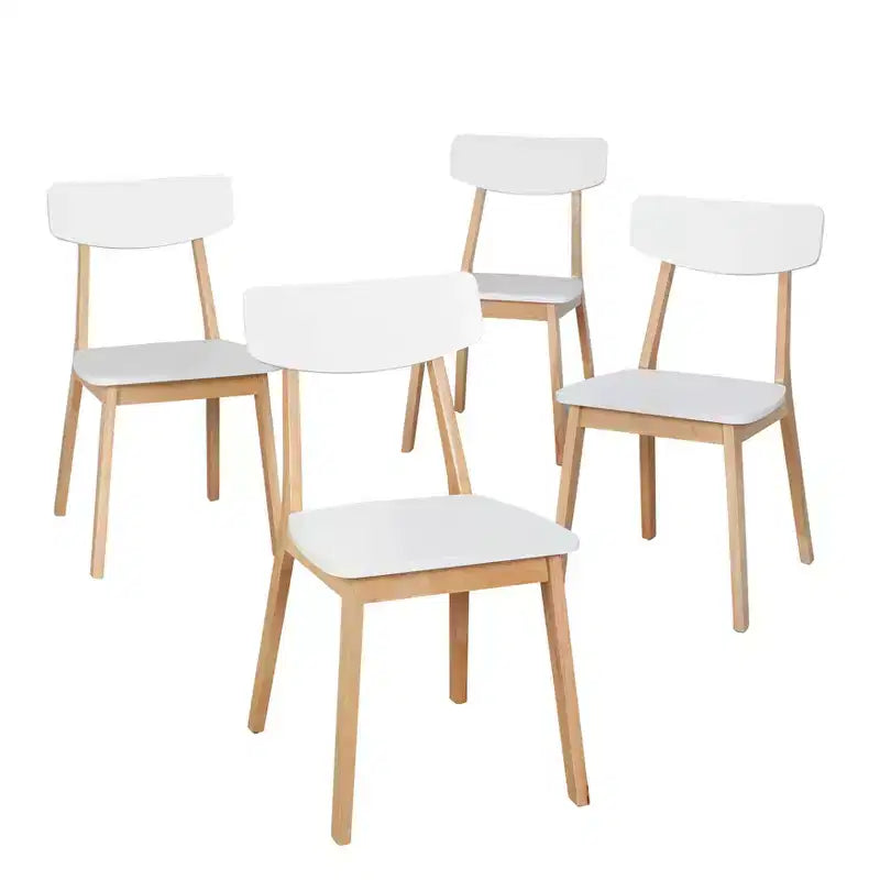 Buylateral Set of 4 Modern Dining Chairs White/Natural