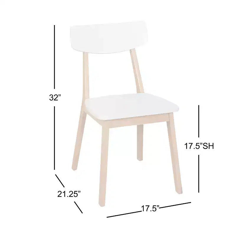 Buylateral Set of 4 Modern Dining Chairs White/Natural