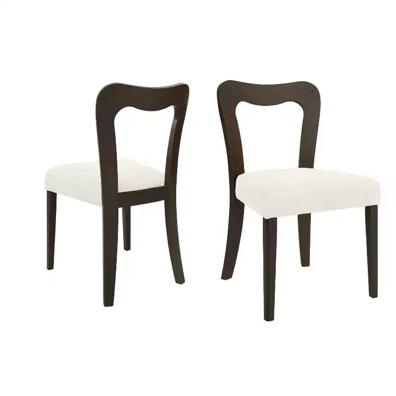Christopher Knight Home Set of 2 Aaron Rubberwood Upholstered Dining Chairs with Curved Open Back Beige/Dark Brown