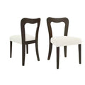 Christopher Knight Home Set of 2 Aaron Rubberwood Upholstered Dining Chairs with Curved Open Back Beige/Dark Brown