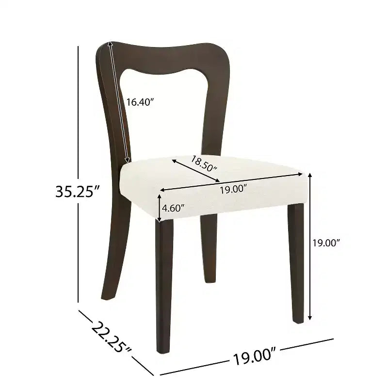 Christopher Knight Home Set of 2 Aaron Rubberwood Upholstered Dining Chairs with Curved Open Back Beige/Dark Brown