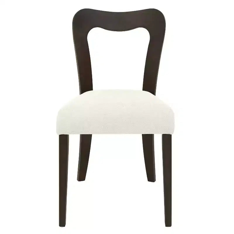 Christopher Knight Home Set of 2 Aaron Rubberwood Upholstered Dining Chairs with Curved Open Back Beige/Dark Brown