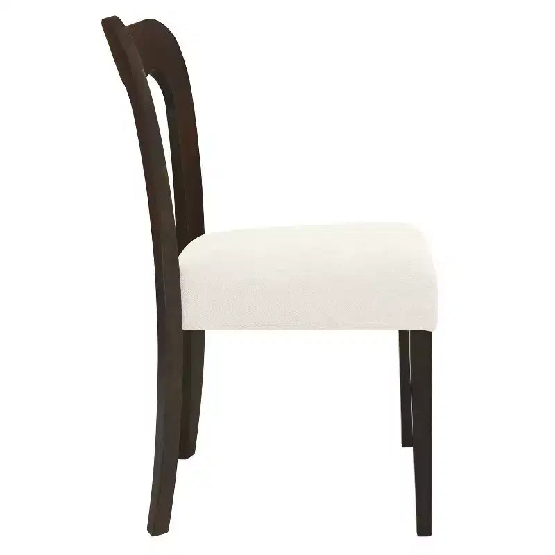 Christopher Knight Home Set of 2 Aaron Rubberwood Upholstered Dining Chairs with Curved Open Back Beige/Dark Brown