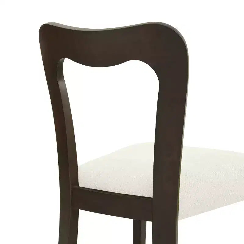Christopher Knight Home Set of 2 Aaron Rubberwood Upholstered Dining Chairs with Curved Open Back Beige/Dark Brown