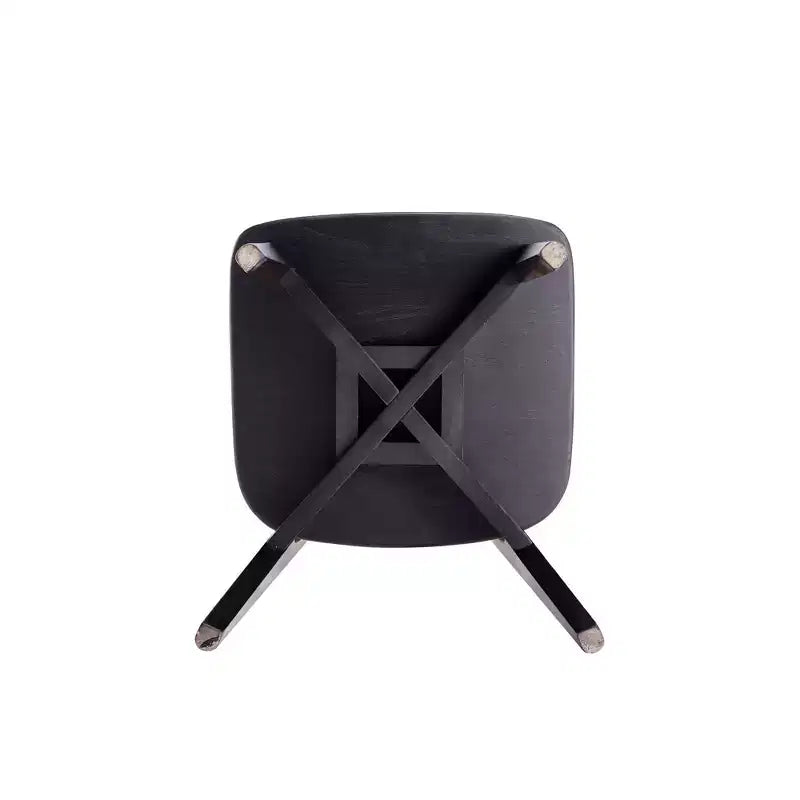 Set of 2 Versailles Square Dining Chairs Black/Natural - Manhattan Comfort: Ash Wood Frame, Rattan Detail, Ergonomic Seat