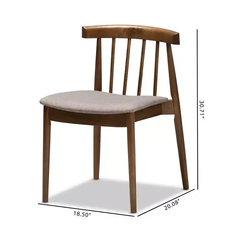Set of 2 Wyatt Midcentury Modern Walnut Wood Dining Chairs Beige/Brown - Baxton Studio