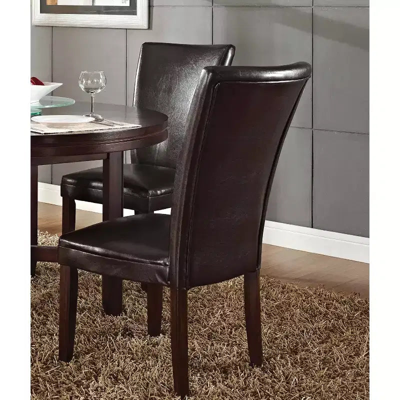 Set of 2 Talbot Parsons Chair Brown - Steve Silver: Upholstered, No Assembly, Wood Legs, Foam Fill