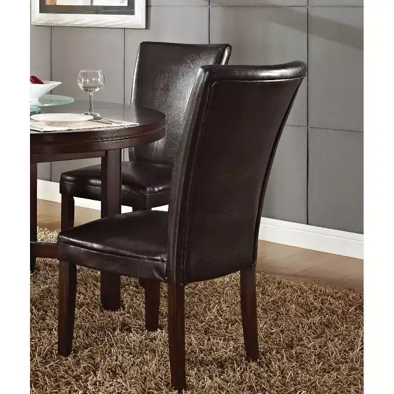 Set of 2 Talbot Parsons Chair Brown - Steve Silver: Upholstered, No Assembly, Wood Legs, Foam Fill