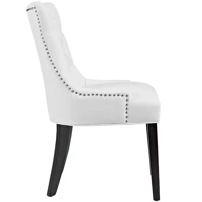 Set of 2 Regent Dining Side Chair Vinyl White - Modway: Tufted, Nailhead Trim, Padded, Wood Legs