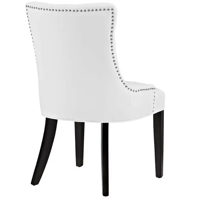 Set of 2 Regent Dining Side Chair Vinyl White - Modway: Tufted, Nailhead Trim, Padded, Wood Legs