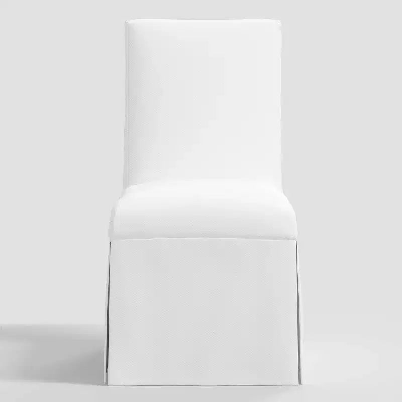 Samy Skirted Slipcover Dining Chair Twill White - Threshold™: Elegant Upholstered Seat, Rubberwood Frame, 250lb Capacity