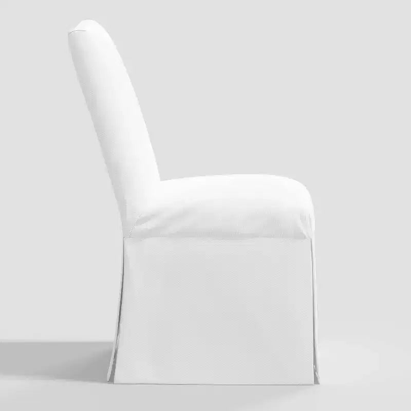 Samy Skirted Slipcover Dining Chair Twill White - Threshold™: Elegant Upholstered Seat, Rubberwood Frame, 250lb Capacity