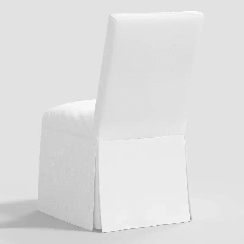 Samy Skirted Slipcover Dining Chair Twill White - Threshold™: Elegant Upholstered Seat, Rubberwood Frame, 250lb Capacity