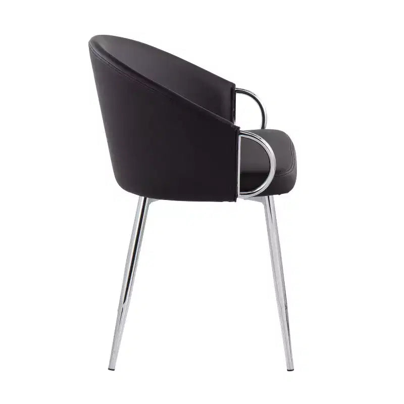 Set of 2 Claire Dining Chairs Chrome/Black - LumiSource: Upholstered Low Back, Foam Filled, Steel Frame