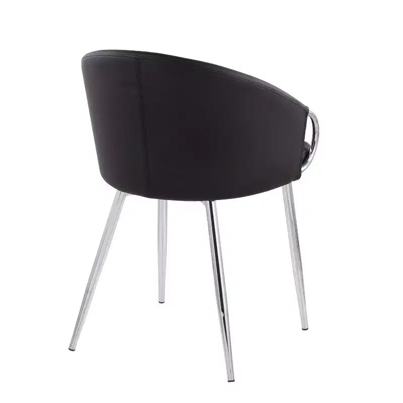 Set of 2 Claire Dining Chairs Chrome/Black - LumiSource: Upholstered Low Back, Foam Filled, Steel Frame
